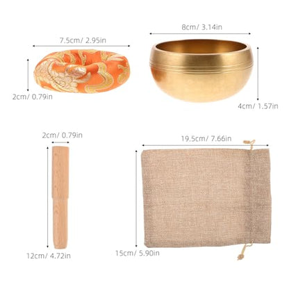 HEALLILY Nepal Hand-hammered Singing Bowl Set 8cm Copper Meditation Sound Bowl with Mallet, Cushion, and Carrying Bag for Yoga Mindfulness and Spiritual Relaxation