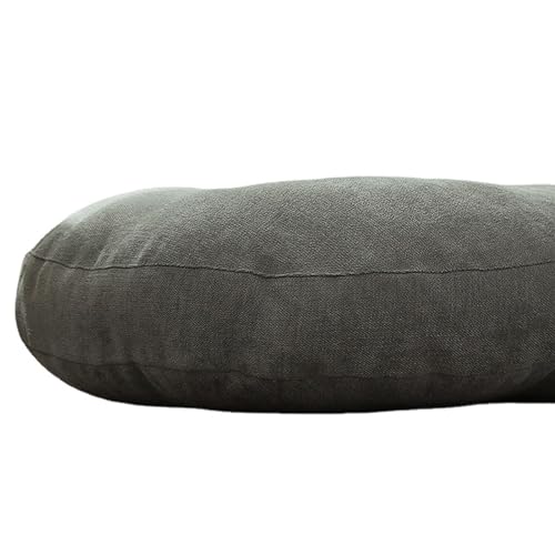 WJXBoos Round Floor Pillows,Extra Thick Large Cushion Pillows Seating Flax Tufted Corduroy Indoor Outdoor Seat Cushion Floor Seat Pads for Bay Window Tatami (Gray,19"x19"x6")