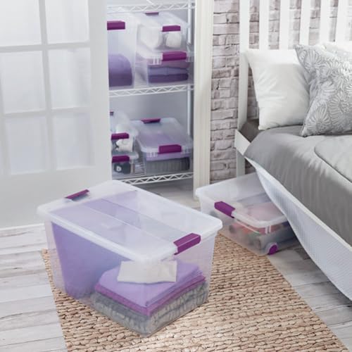 Sterilite 6 Pack 66 Quart ClearView Latch Box, Stackable Organizer Bins with Latching Lids - Clear Plastic Organization Containers for Closet, Bedroom, Shelving Units and Everyday Home Storage - size: 6 Pack, style: 66 Quart