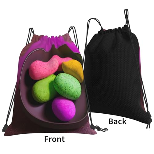 Gym Yoga Meditation Print Drawstring Bag - Lightweight Nylon Sport Sackpack for Travel, Yoga, Dance, Hiking, Basketball, and More