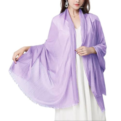 Harewom Lightweight Gauze Linen Feeling Shawl Wraps for Women Beach Summer Scarf for Evening Wedding Dresses - color: Shawl Wraps - Light Purple