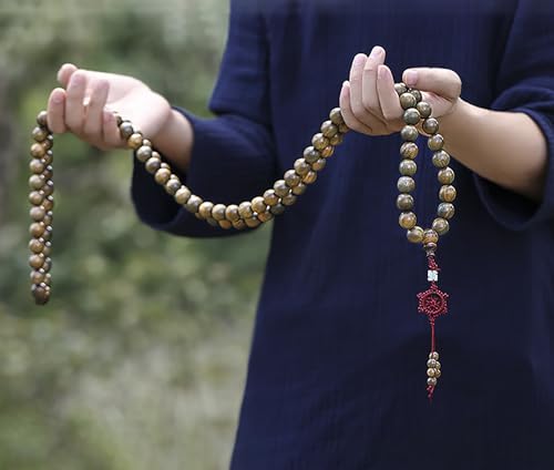 Natural Green Sandalwood 108 Mala Bead Necklace Buddhist Prayer Beads for Meditation or Yoga - style: 10mm Beads