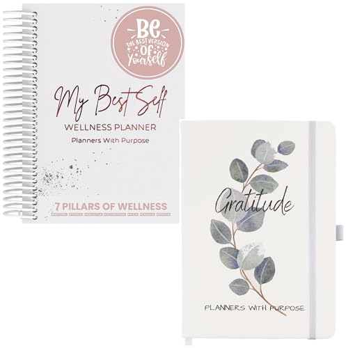 Gratitude & Wellness Daily Journal Bundle 90-Day Guided Self-Care & Reflection Planners for Mindfulness, Positivity & Goal Setting with Prompts - White Color