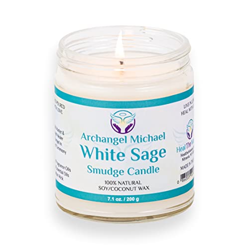 White Sage Candles for Cleansing House Chakra Healing | Energy Cleansing Smudge Candle | Natural Aromatherapy Candle | Sage for Cleansing House Negative Energy (7 oz) (White Sage)