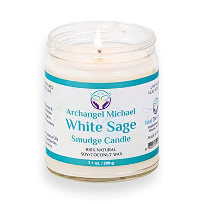 White Sage Candles for Cleansing House Chakra Healing | Energy Cleansing Smudge Candle | Natural Aromatherapy Candle | Sage for Cleansing House Negative Energy (7 oz) (White Sage)