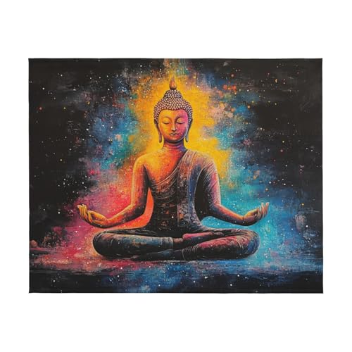 Fleece Blanket,Zen Meditation,Ultra-Soft Flannel Throw Featuring Seated Buddhist Monk,Lightweight and Warm,Peaceful Design for Yoga,Mindfulness,Gifts for Family and Friends 40x50 Inch