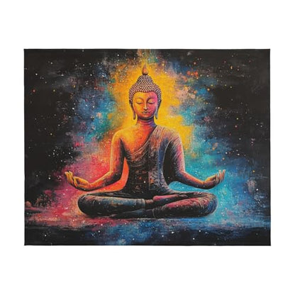 Fleece Blanket,Zen Meditation,Ultra-Soft Flannel Throw Featuring Seated Buddhist Monk,Lightweight and Warm,Peaceful Design for Yoga,Mindfulness,Gifts for Family and Friends 40x50 Inch