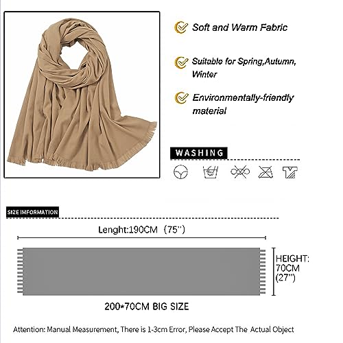 Pashmina shawls and wraps for Evening Dresses Scarf for Women Winter Shawl Wraps for Women Weedings - color: Camel-8