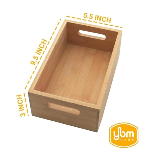 YBM Home Bamboo Storage Boxes without Handle, Organization Storage for Kitchen, Living Room, Bathroom, Office, Small - size: 9.5" L x 5.5" W x 3" H