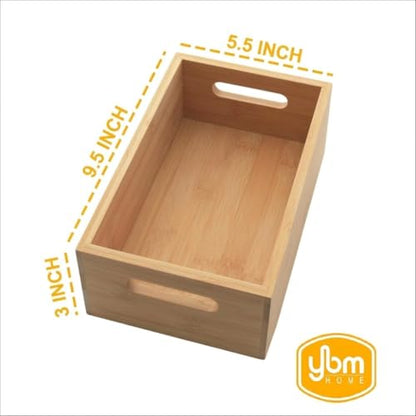 YBM Home Bamboo Storage Boxes without Handle, Organization Storage for Kitchen, Living Room, Bathroom, Office, Small - size: 9.5" L x 5.5" W x 3" H