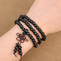 Bead Bracelets for Men and Women Unisex Mala Bracelet Beaded Tibetan Prayer Buddha Bead for Meditation - color: Black