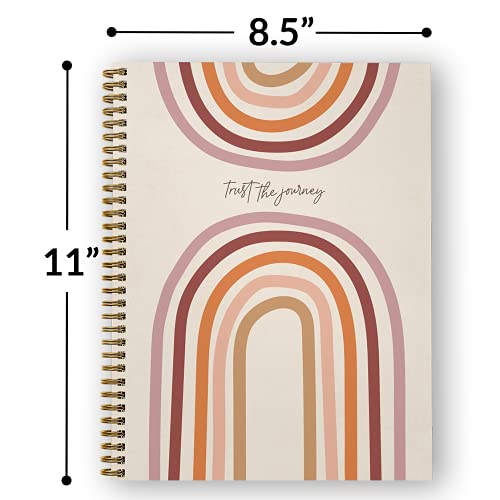 Softcover Trust The Journey 8.5" x 11" Motivational Spiral Health Journal/Notebook, 120 Daily Wellness Tracker Pages, Durable Gloss Laminated Cover, Gold Wire-o Spiral. Made in the USA - style: Trust the Journey