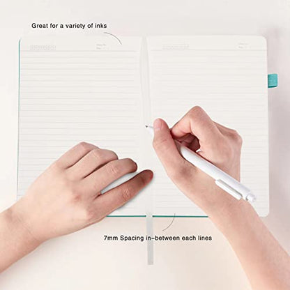 Lined Journal Notebooks with Pen Loop, Hardcover Notebook Journal for Work, 100Gsm Premium Thick Paper with Inner Pocket, Medium 5.7"x8.4", （Cyan, Ruled） - color: Cyan