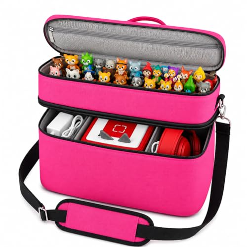 Bevegekos Carrying Storage Travel Bag for Toniebox 2 Starter Set, for 25+ Tonie Figures, Charging Station & Headphone, Case Only (Large, Rosy Red) - color: Rosy Red