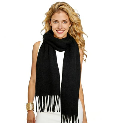 Winter Soft Long Scarf, Pashmina Shawls and Wraps, Warm Large Scarves for Men Women Evening Dress Wedding - color: Black