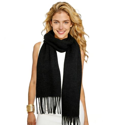 Winter Soft Long Scarf, Pashmina Shawls and Wraps, Warm Large Scarves for Men Women Evening Dress Wedding - color: Black