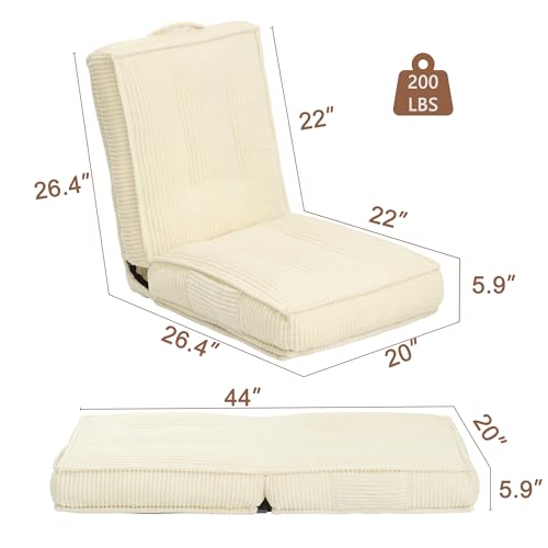 Adjustable Floor Chair with Back Support, 6-Position, Folding Japanese Meditation Tatami Chair, Comfy Gaming Chairs for Adults, Accent Sofa Reading Chairs, Living Room, Bedroom, Beige - color: Beige