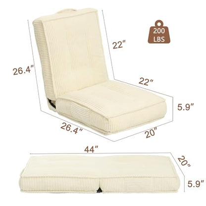 Adjustable Floor Chair with Back Support, 6-Position, Folding Japanese Meditation Tatami Chair, Comfy Gaming Chairs for Adults, Accent Sofa Reading Chairs, Living Room, Bedroom, Beige - color: Beige