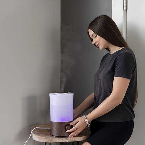 BlueHills Premium 2000 ML XL Essential Oil Diffuser Aromatherapy Humidifier for Large Room Home 40 Hour Run Huge Coverage Area 2 Liter Extra Large Capacity Diffuser High Mist Dark Wood Grain E003 - color: Dark Wood Grain