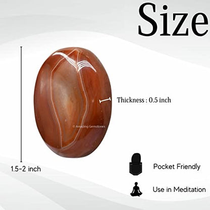 Amazing Gemstone Carnelian Crystals and Healing Stones - Large Palm Stone Crystals Piedra - Crystal for Good Luck, Balanced Positive Energy, Meditation - Unique Stocking Stuffers, Gifts for Women, Men - color: Carnelian