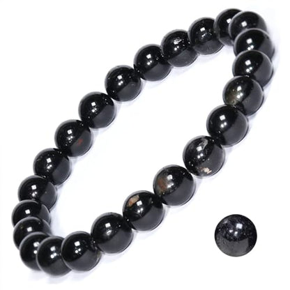 8mm Natural Gemstone Stretch Bracelet, Handmade Unisex Crystal Bracelets for Meditation, Yoga, Spiritual Healing & Positive Energy - color: Black Tourmaline