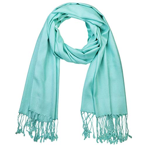 Falari Women's Soft Solid Color Pashmina Shawl Wrap Scarf, for Wedding, Bridesmaid Gifts, Evening Dress - color: Aqua Blue