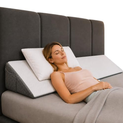 Kolbs Bed Wedge Pillow for Sleep Apnea, FSA Eligible Acid Reflux, and Back Pain Relief, with Chic Jacquard Cover - Headboard Wedges for Sleeping (Full Headboard Wedge Pillow - 54") - size: Full Headboard Wedge Pillow - 54"
