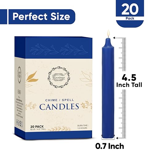Raajsee Unscented Mini Taper Candles Pack of 20, Royal Blue | 5 Inches (H) Dinner Candle Sticks| Smokeless, and Dripless| Paraffin Wax with Cotton Wicks | Long Burning Time - color: Royal Blue, size: 5 Inch - Pack of 20