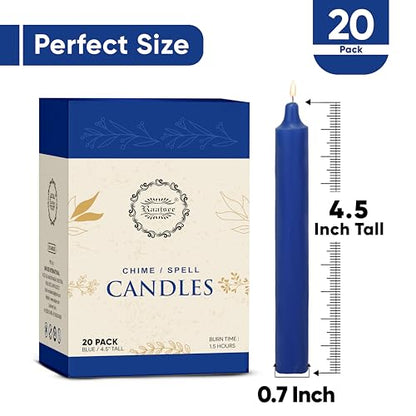 Raajsee Unscented Mini Taper Candles Pack of 20, Royal Blue | 5 Inches (H) Dinner Candle Sticks| Smokeless, and Dripless| Paraffin Wax with Cotton Wicks | Long Burning Time - color: Royal Blue, size: 5 Inch - Pack of 20