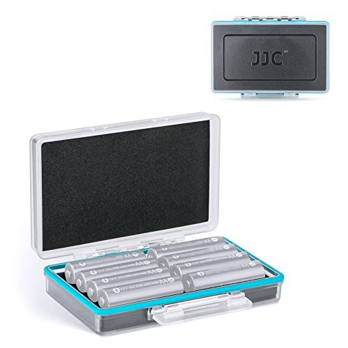 JJC AA Battery Storage Case Holder Organizer, Compact PC Battery Box for 8pcs AA or 14500 Batteries, Water-Resistant and Easy to Carry - color: For AA Battery