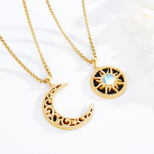 Yin Yang Necklaces for Women Men 925 Sterling Silver Pendant Necklace Yin Yang Jewelry for Women Men Couples - style: Sun Moon #11