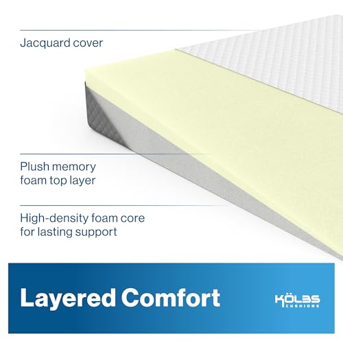 Kolbs Bed Wedge Pillow for Sleep Apnea, FSA Eligible Acid Reflux, and Back Pain Relief, with Chic Jacquard Cover - Headboard Wedges for Sleeping (5" Gentle Incline) - size: 5" Gentle Incline