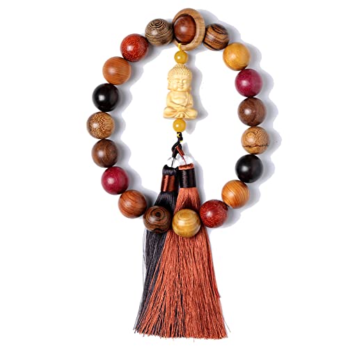 Zen Dear Unisex Natural Colorful Wood Buddhist Prayer Beads Bracelet Necklace Tibetan Mala Prayer Beads - style: 20mm 19beads