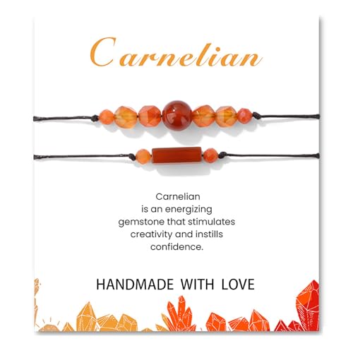 2Pcs Triple Protection Empath Energy Protection Bracelets Black Obsidian and Tiger Eye Evil Eye Carnelian Amethyst Natural Stone Jewelry for Women Men Gifts for Him Her - style: Carnelian