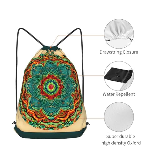 Mandala Drawstring Backpacks Polyester Bag For Yoga Meditation Fitness