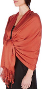 Sakkas Large Soft Silky Pashmina Shawl Wrap Scarf in Solid Colors - color: Rust