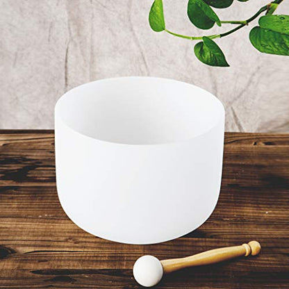 Leize Quartz Crystal Singing Bowl D Note Sacral Chakra Navel Chakra White 8" with Heavy Duty Carrying Case Suede Striker - color: white, size: 8" D Note