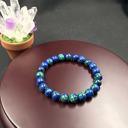 Natural Stone Beaded Bracelets for Women Men - 8MM Semi-Precious Stones Bracelets Adjustable Crystal Beads Stretch Bracelet - color: Lapis Lazuli-2