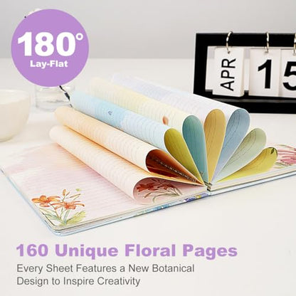 SIIXU Artistic Flower Dream Journal - Thick Hardcover Spiral Notebook with 160 Unique Pages, A5 Lined Notebooks for Poetry Drafting, Memo Keeping & Creative Junk Journaling, Pink - color: Pink
