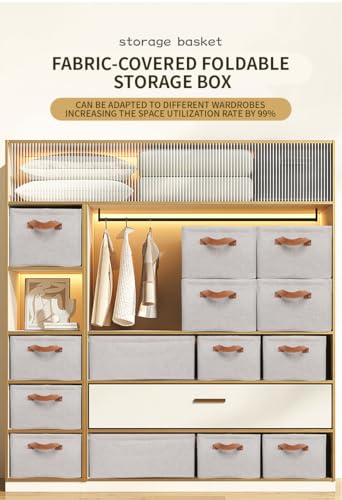 Foldable Open Storage Box,Lover's Gift,Thick Frame,Leather Handle,Closet Cube,Basket for Organizer Toys,Books, Clothes, Socks,Underclothes,Closet Shelf ,Hostel, Office Nurseries(27L)