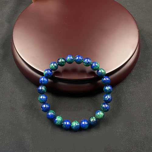 Natural Stone Beaded Bracelets for Women Men - 8MM Semi-Precious Stones Bracelets Adjustable Crystal Beads Stretch Bracelet - color: Lapis Lazuli-2