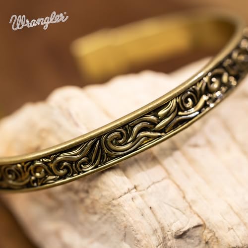 Montana West Wrangler Cuff Bracelet for Women Western Turquoise Adjustable Open Bangle Silver Plated Carved Floral Cowgirl Country Jewelry - color: Gold-Floral