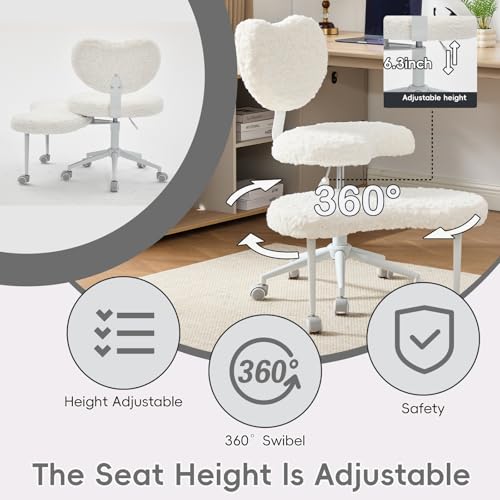 Meditation Chair with Wheels, Ergonomic Criss Cross Chair, Adjustable ADHD Floor Sitting Chair, Swivel Cross Legged Office Chair with High Back, Kneeling Posture Chair, Plush Faux Fur Fabric（Beige） - color: （plush Faux Fur Fabric）beige