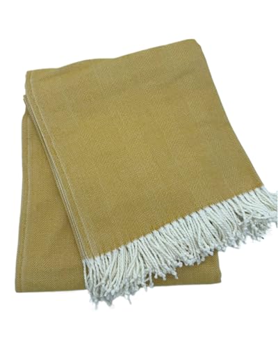 Cotton Acrylic Adirondack Herringbone Woven Throw (Pineapple) - color: Pineapple
