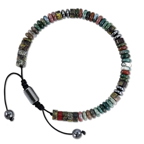 VIBILIA Healing Crystal Bracelets Beaded Bracelets for Men Women Natural Stone Adjustable Bracelets Unique Gifts for Father Son Grandfather Brother Friend - color: DragonBloodStone