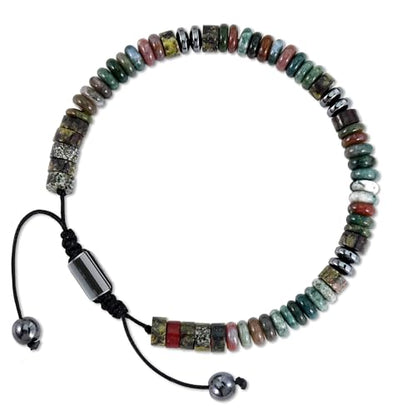 VIBILIA Healing Crystal Bracelets Beaded Bracelets for Men Women Natural Stone Adjustable Bracelets Unique Gifts for Father Son Grandfather Brother Friend - color: DragonBloodStone
