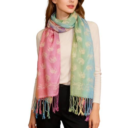 Rave Pashmina Scarf, Fashion Colorful Shawls and Wraps Soft Festival Scarves - color: E-camel (Horse Pattern)