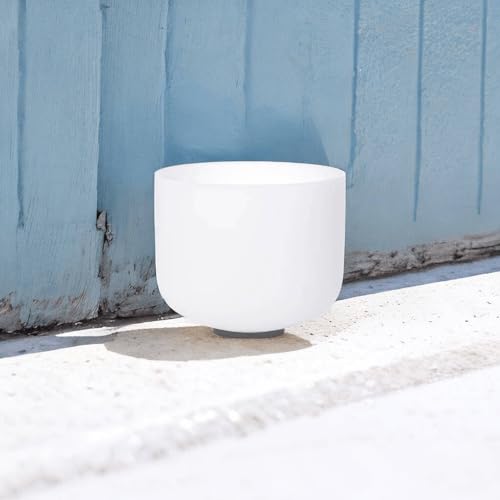 8 inch White B Note Crown Chakra Quartz Crystal Singing Bowl, for Healing Mindfulness Meditation Yoga Sound Baths, with Rubber Mallet O-ring - color: White B Note, size: 8 inch
