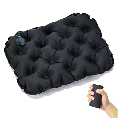 Inflatable Seat Cushion, Lightweight Camping Air Sitting Pad, Waterproof Portable Air Cushion for Climbing Hiking Office Airplane Car Stadium Seat (Black) - color: Black