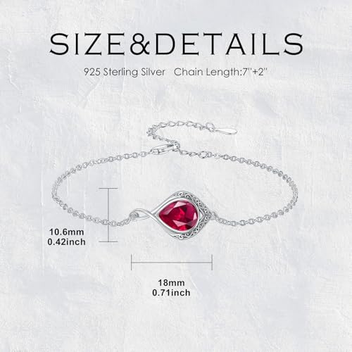 PELOVNY Celtic Knot Bracelet for Women 925 Sterling Silver Infinity Gemstone/Birthstone Bracelets Birthday Christmas Jewelry Gifts for Mom Daughter Wife - color: 02-Filigree-July Birthstone